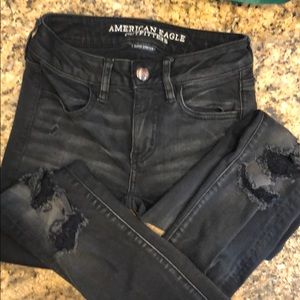 American Eagle Black Jeans with holes